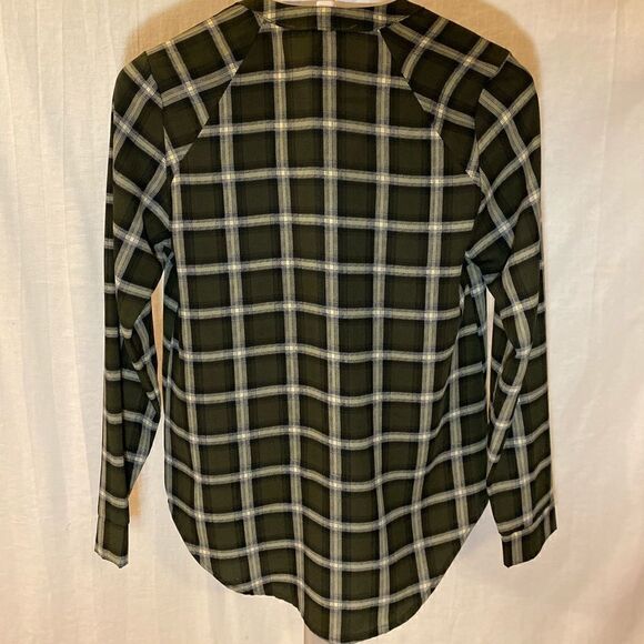 Olive Green Plaid Blouse.   - Picture 2 of 2